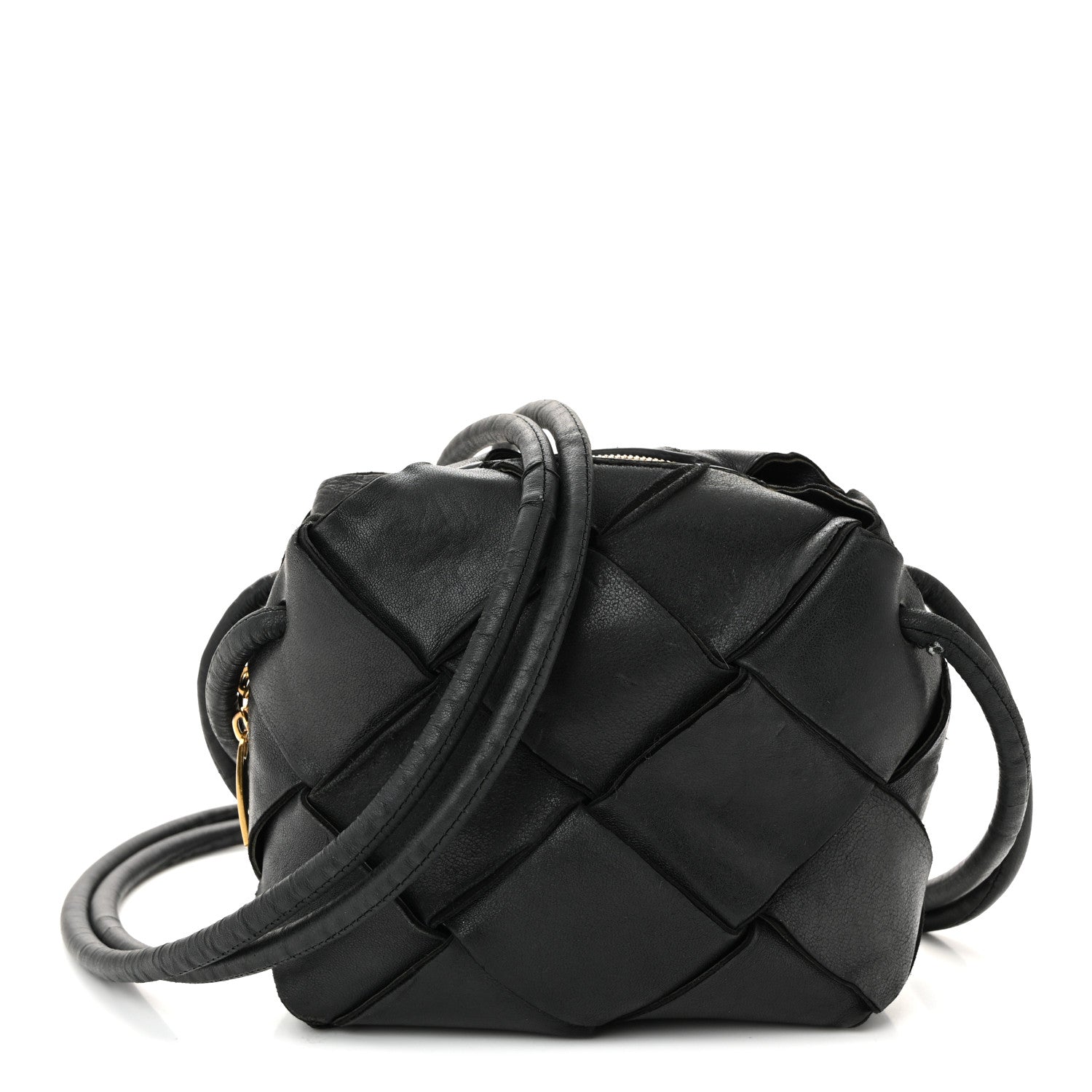 Bottega Veneta Lambskin Maxi Intrecciato Mini Cassette Camera Bag Black 1 of 11