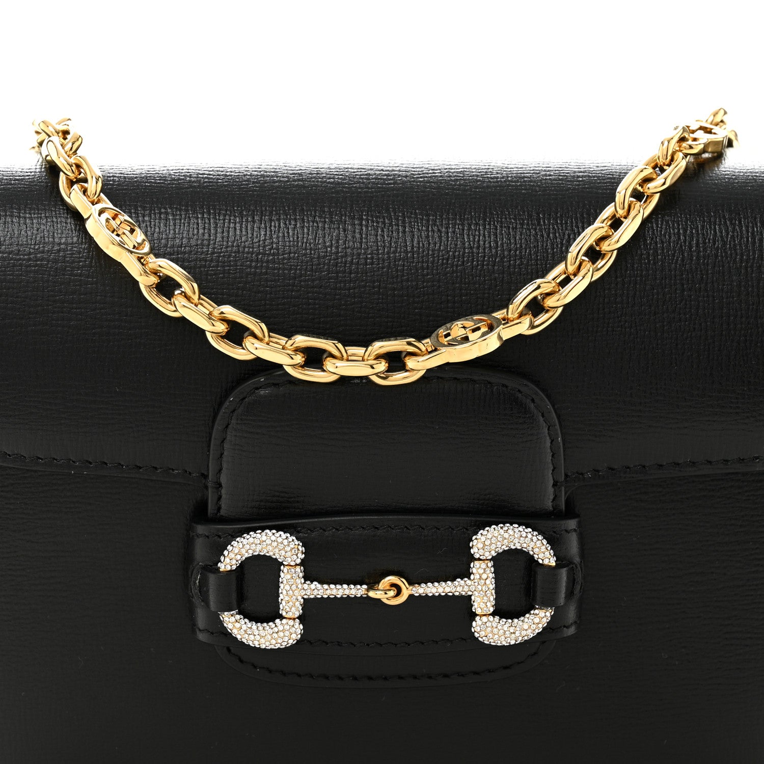 Gucci Azalea Calfskin Mini Crystal Horsebit 1955 Shoulder Bag Black 9 of 11