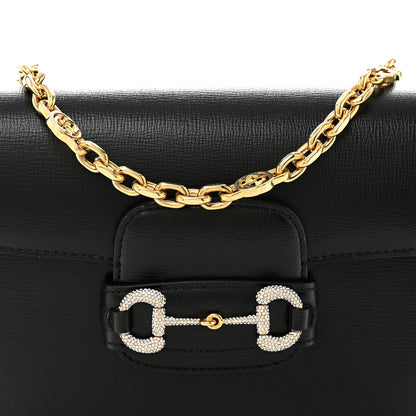 Gucci Azalea Calfskin Mini Crystal Horsebit 1955 Shoulder Bag Black 9 of 11