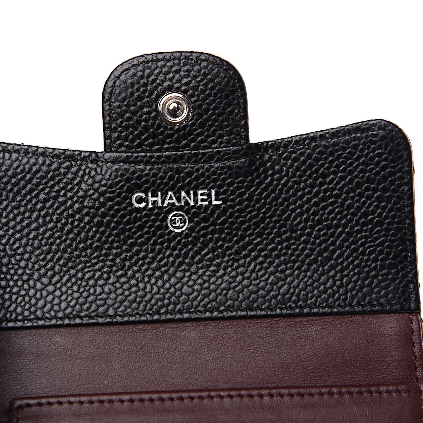 Caviar Quilted Compact Flap Wallet Black
