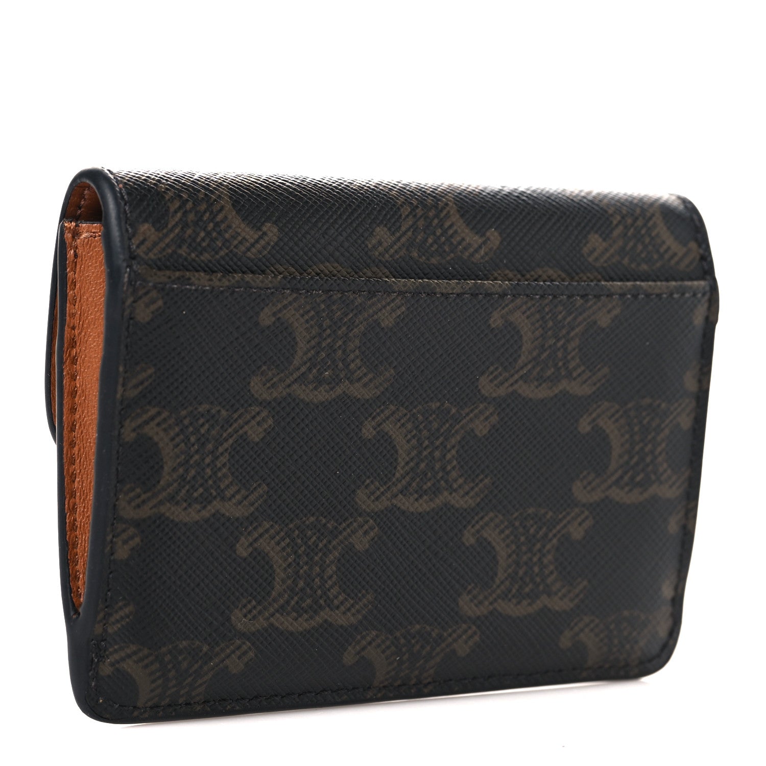 Celine Triomphe Canvas Calfskin Flap Card Holder Tan 3 of 6