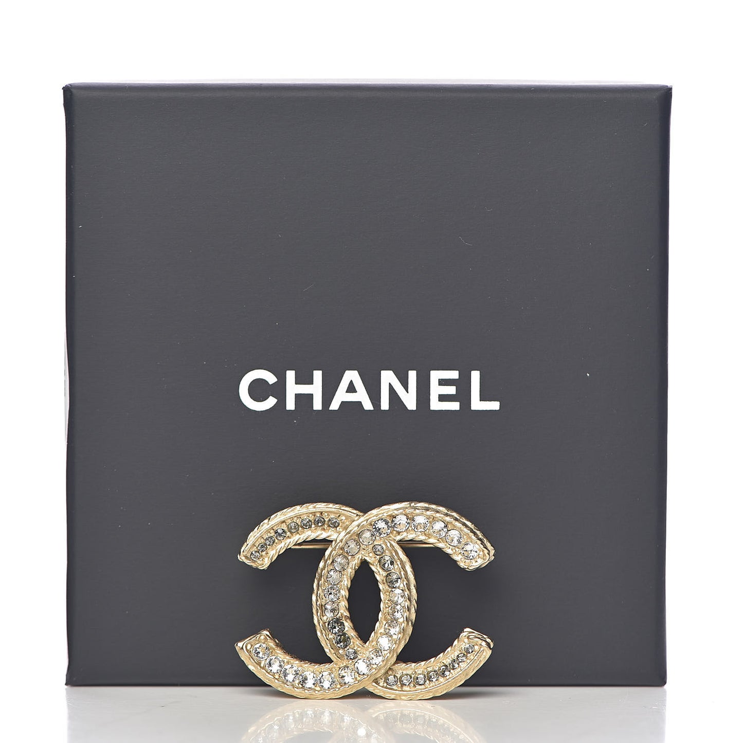 Crystal CC Brooch Light Gold