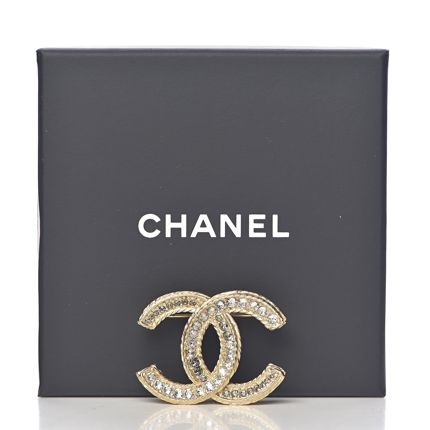 Chanel Crystal CC Brooch Light Gold 5 of 5