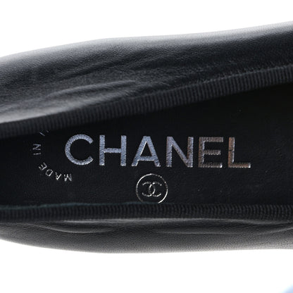 Chanel Lambskin Cap Toe CC Ballerina Flats 36.5 Grey Black 7 of 8