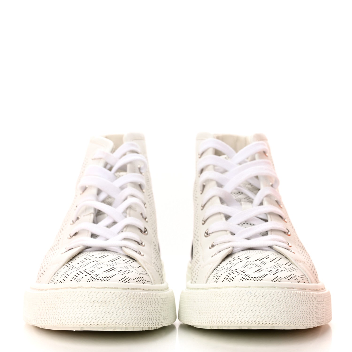 Hermes Perforated Calfskin Mens Clap High Top Sneakers 40 White 2 of 16