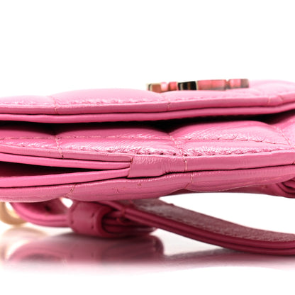 Chanel Shiny Crumpled Lambskin Flap Coin Purse Bracelet Pink 9 of 9