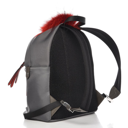 Fendi Nylon Vitello Elite Fox Goat Monster Eyes Studded Backpack Acciaio Pimento Multicolor 3 of 8