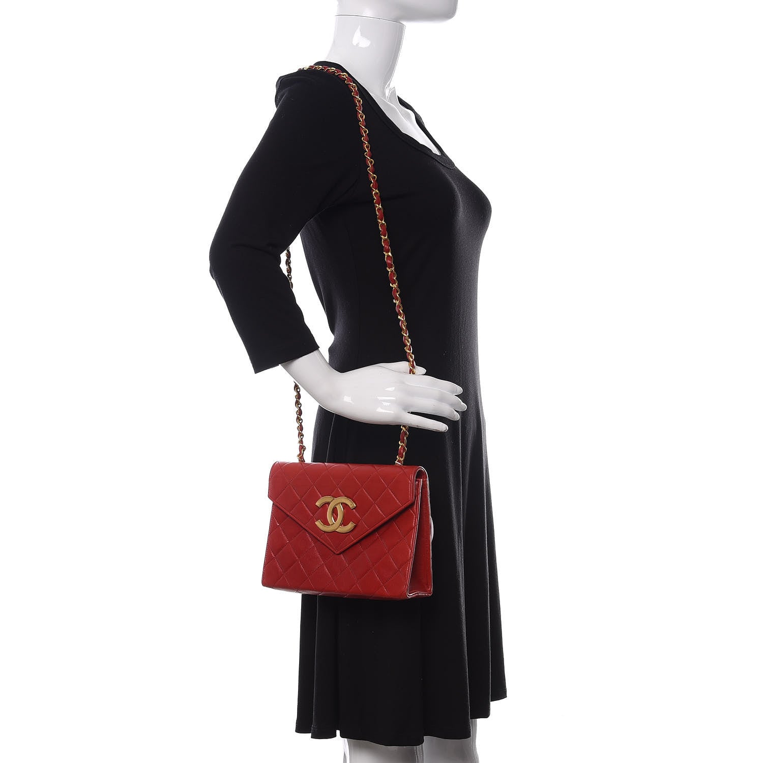 Chanel Lambskin Quilted Envelope Flap Red 2 of 11