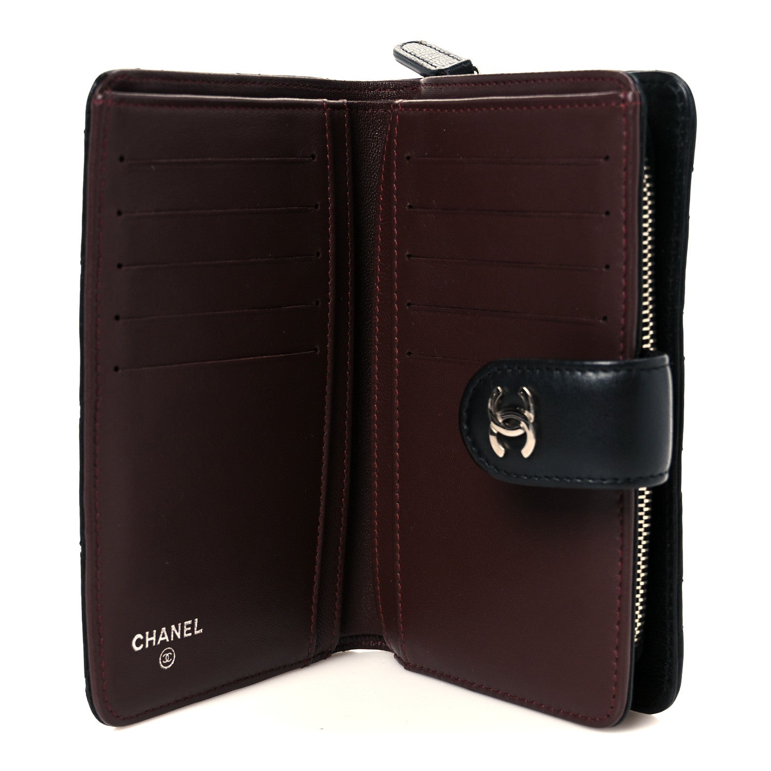 Chanel Lambskin Quilted Zipped Pocket Wallet Black 6 of 10