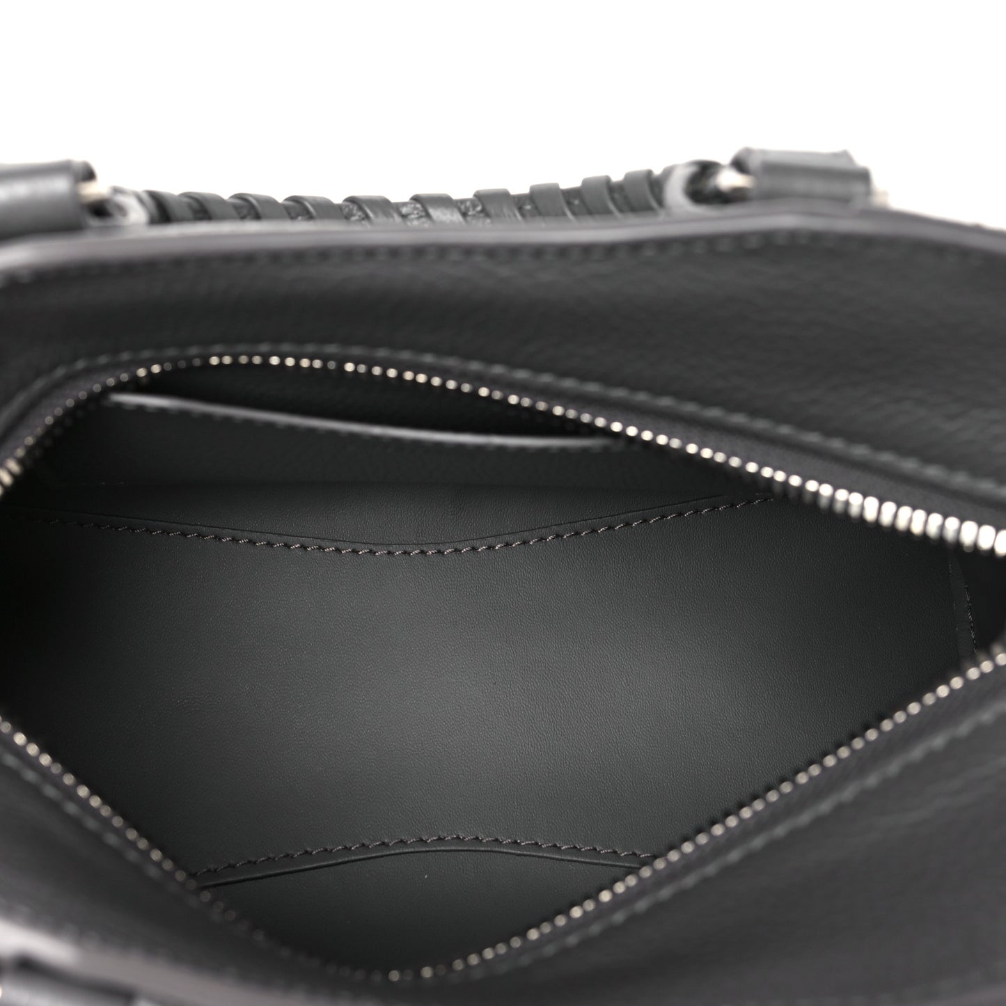 Grained Calfskin Neo Classic Silver Hardware Mini City Dark Grey