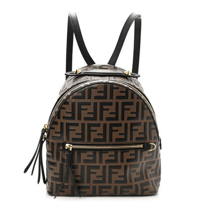 Fendi Vitello Bi-Color FF 1974 Embossed Mini Backpack Maya Black 1 of 8