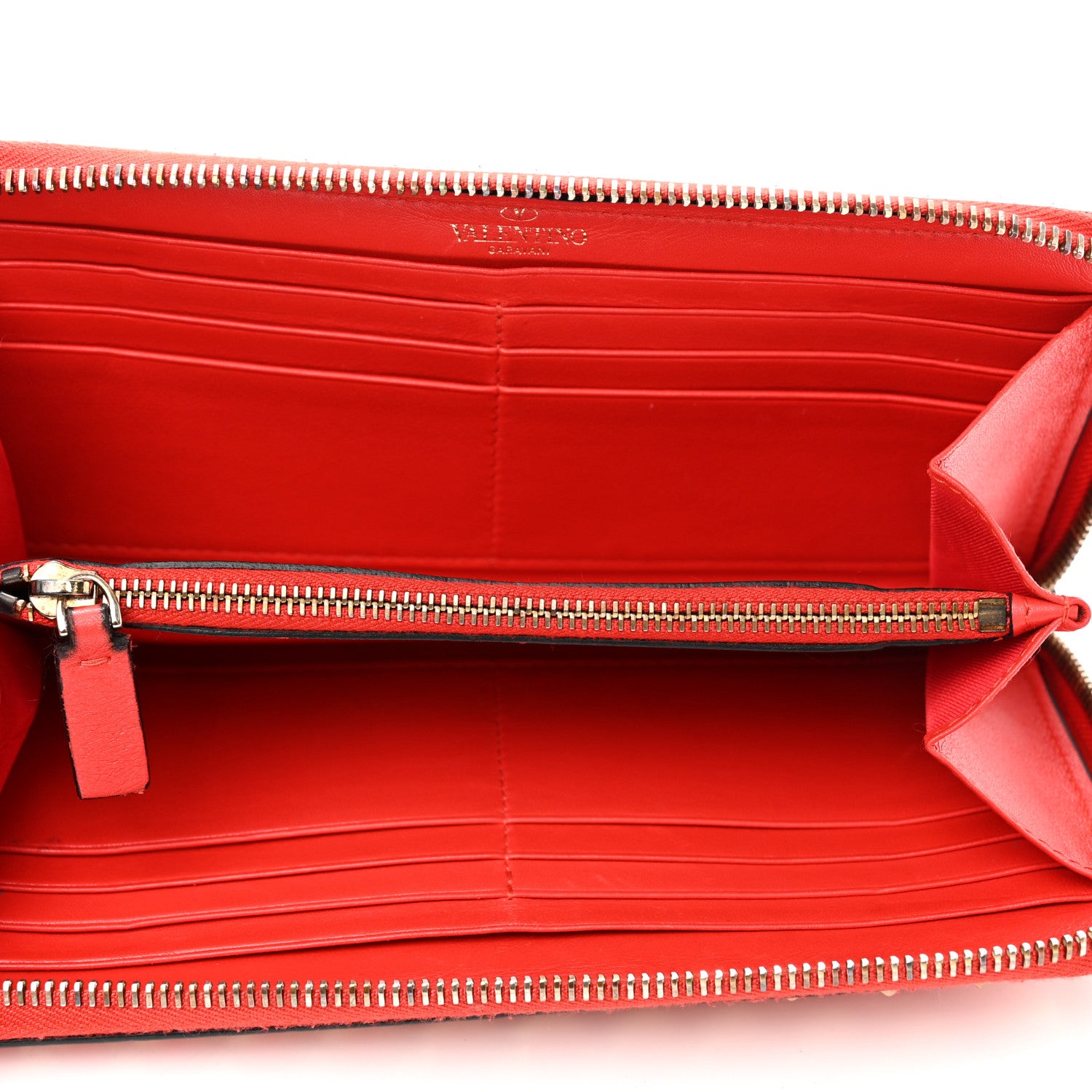 Valentino Garavani Nappa Rockstud Zip Around Wallet Deep Orange 5 of 9