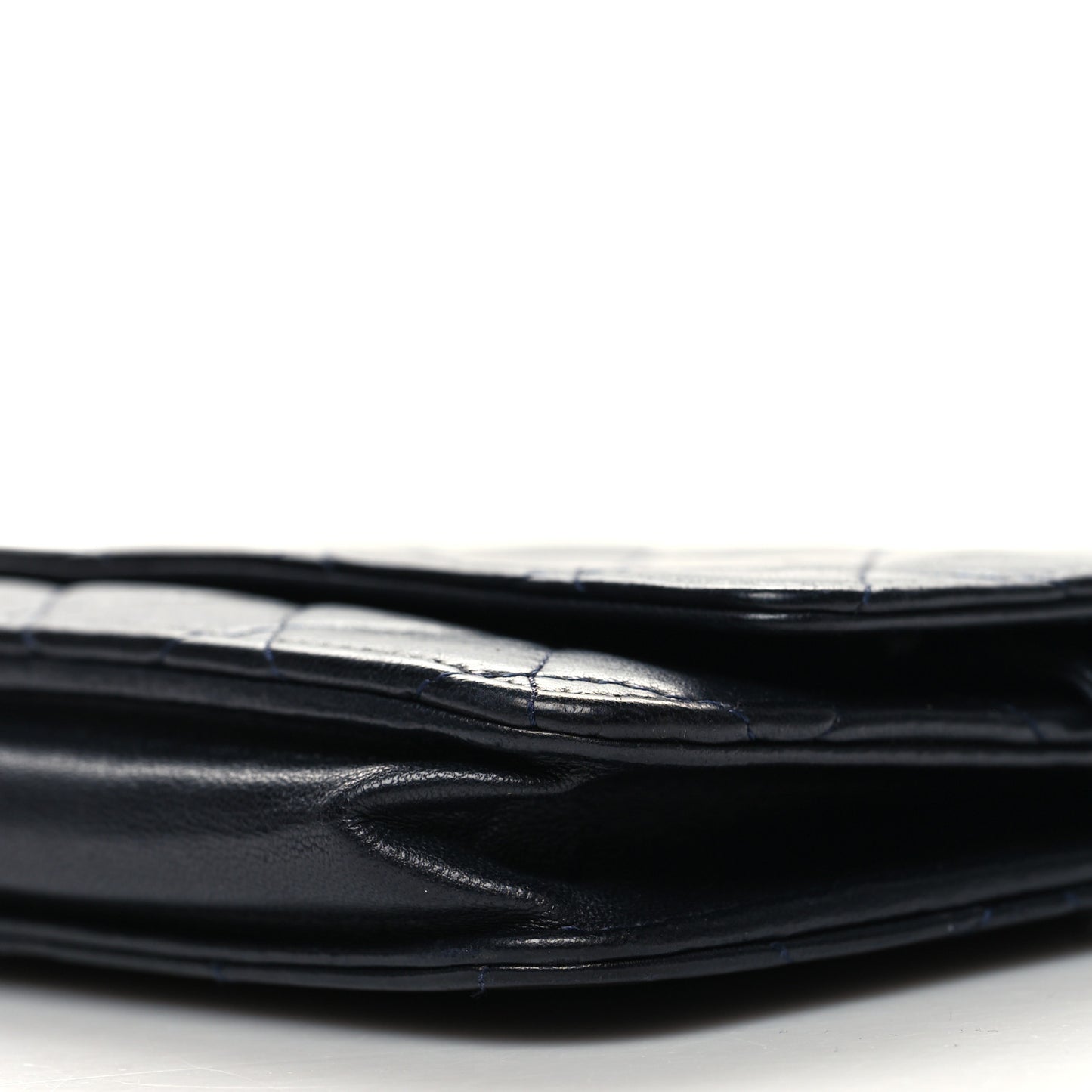 Lambskin Quilted Wallet On Chain WOC Navy Blue