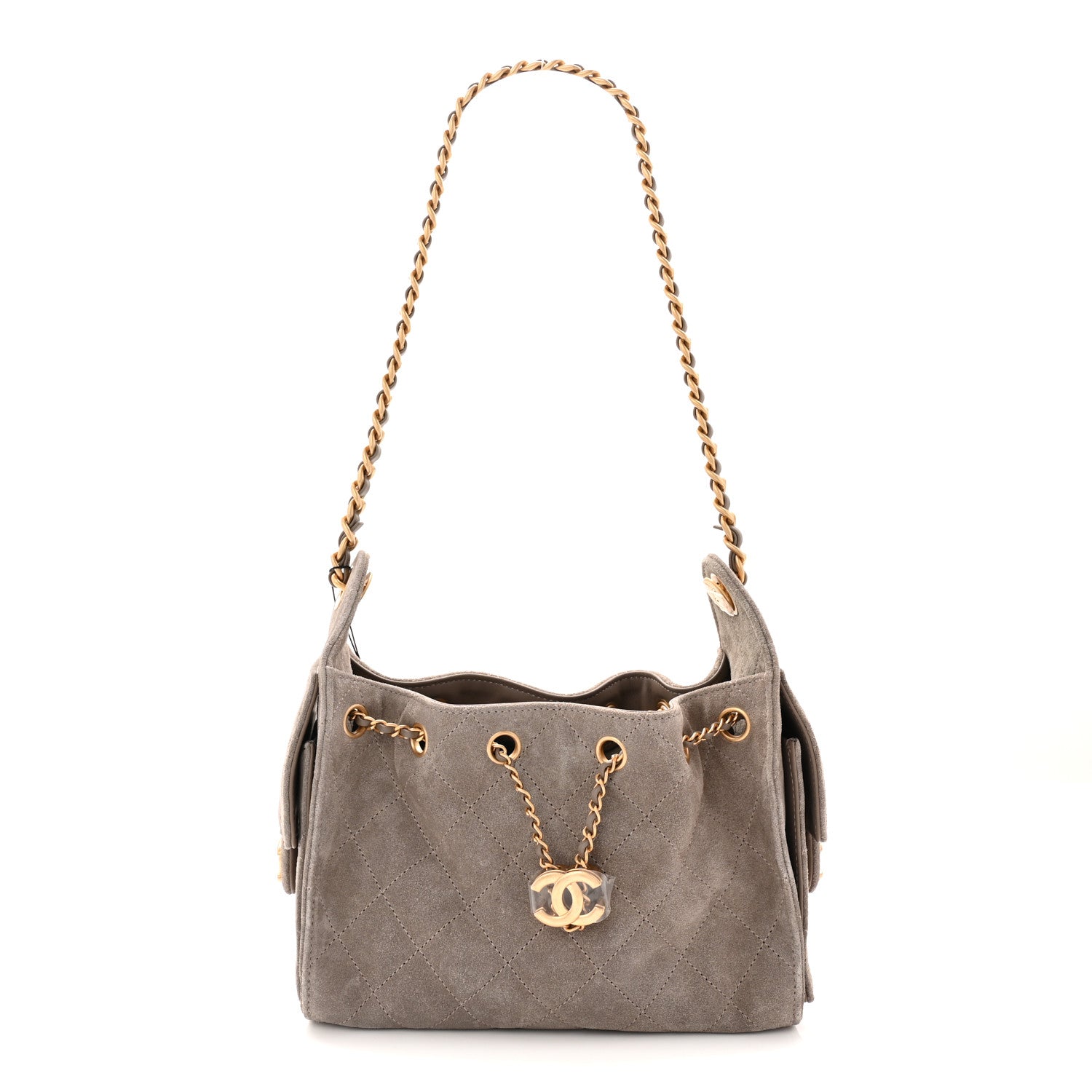 Chanel Suede Quilted Mini Chanel 25 Handbag Dark Grey 1 of 10