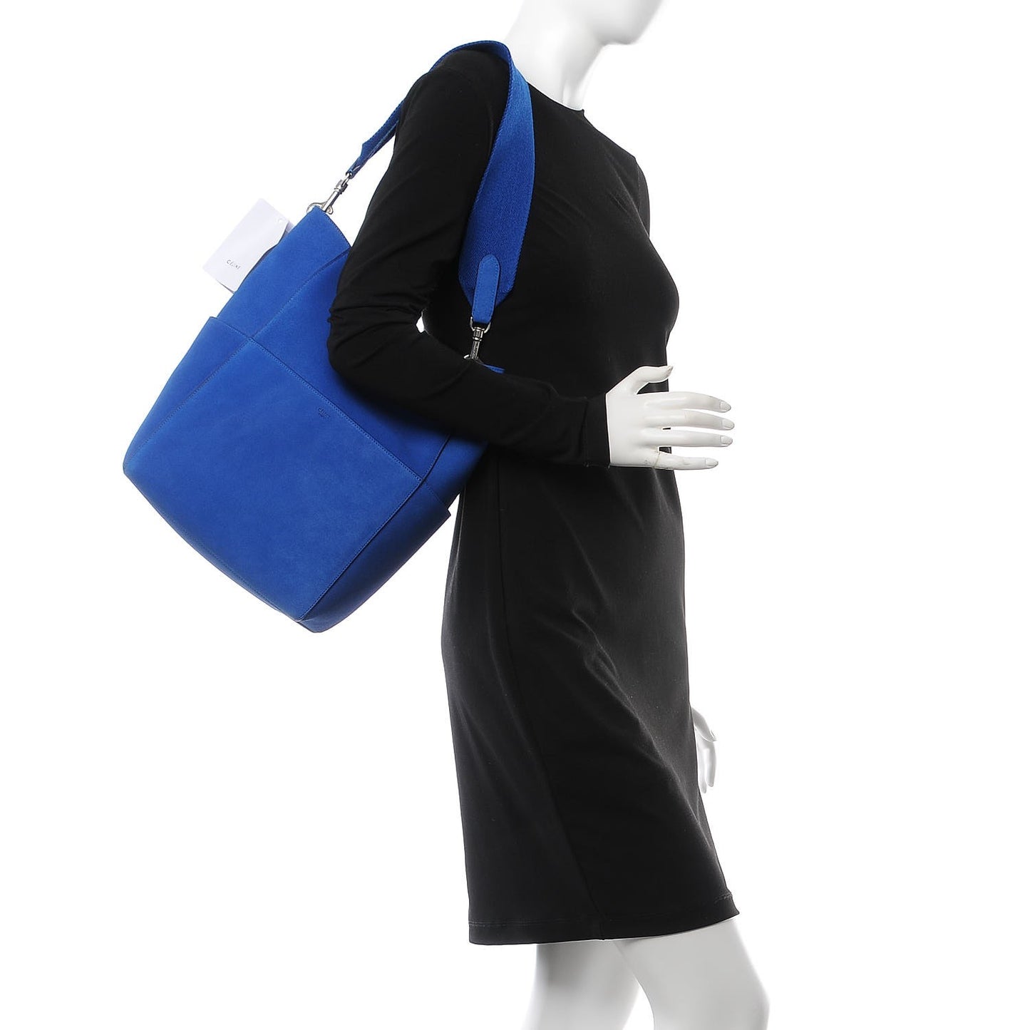 Suede Sangle Bucket Bag Electric Blue