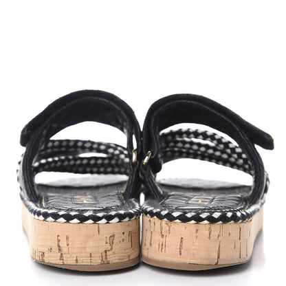 Chanel Cord Lambskin Quilted Logo Mules 39 Black 7 of 9