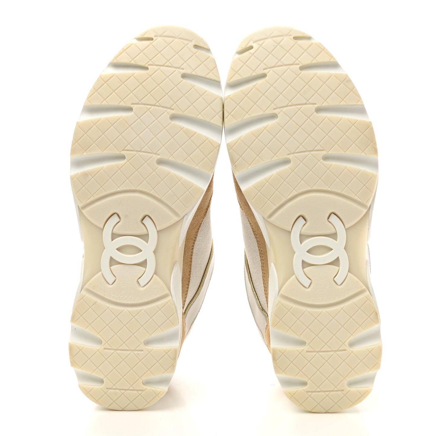 Suede Calfskin CC Sneakers 37.5 Beige Gold