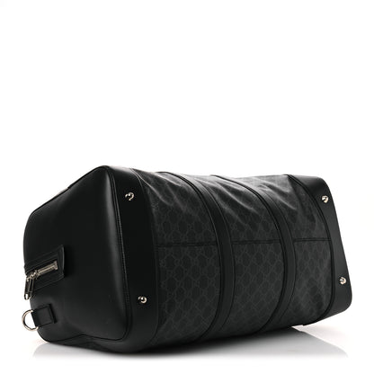 Gucci Soft GG Supreme Monogram Appia Calfskin Web Large Carry On Duffle Bag Black Grey 3 of 13