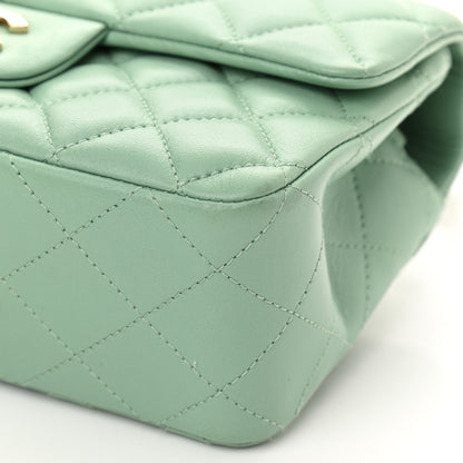 Chanel Lambskin Quilted Mini Rectangular Flap Light Green 9 of 11