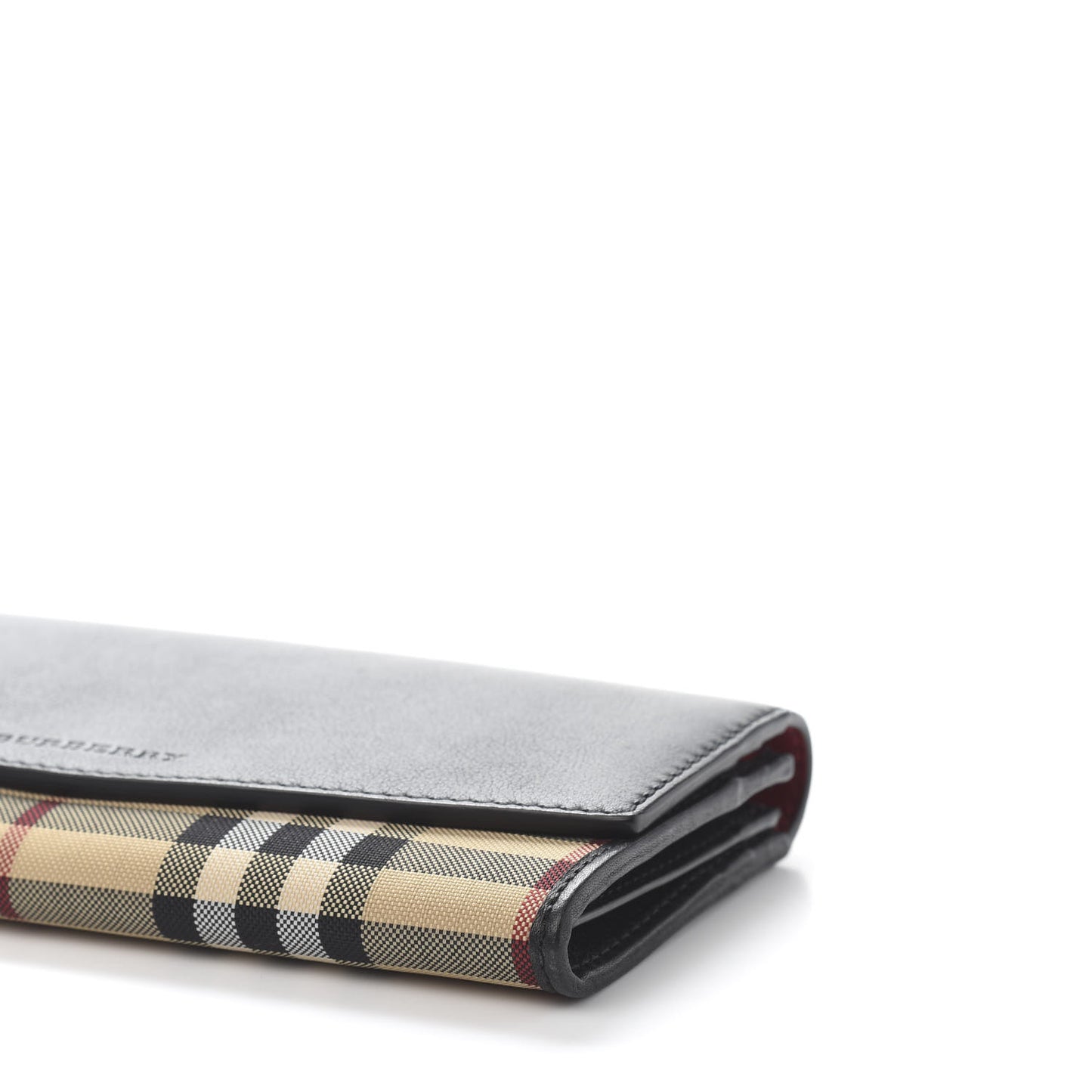 Grainy Calfskin House Check Continental Wallet Black