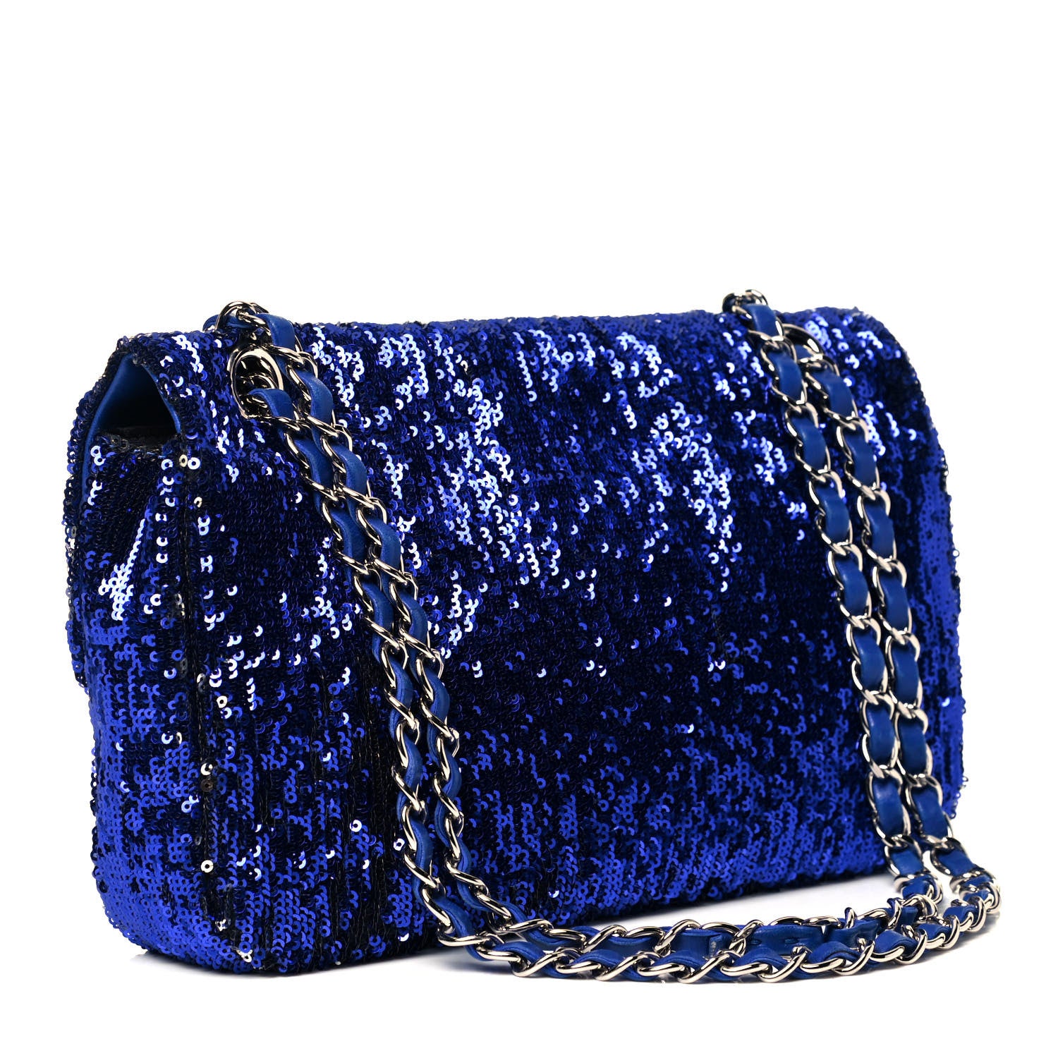 Chanel Sequin Medium Flap Dark Blue 3 of 9
