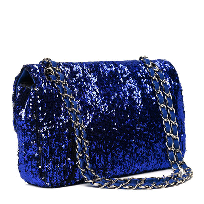 Chanel Sequin Medium Flap Dark Blue 3 of 9