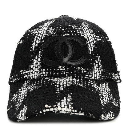 Chanel Tweed Cap Hat M Black White 3 of 8