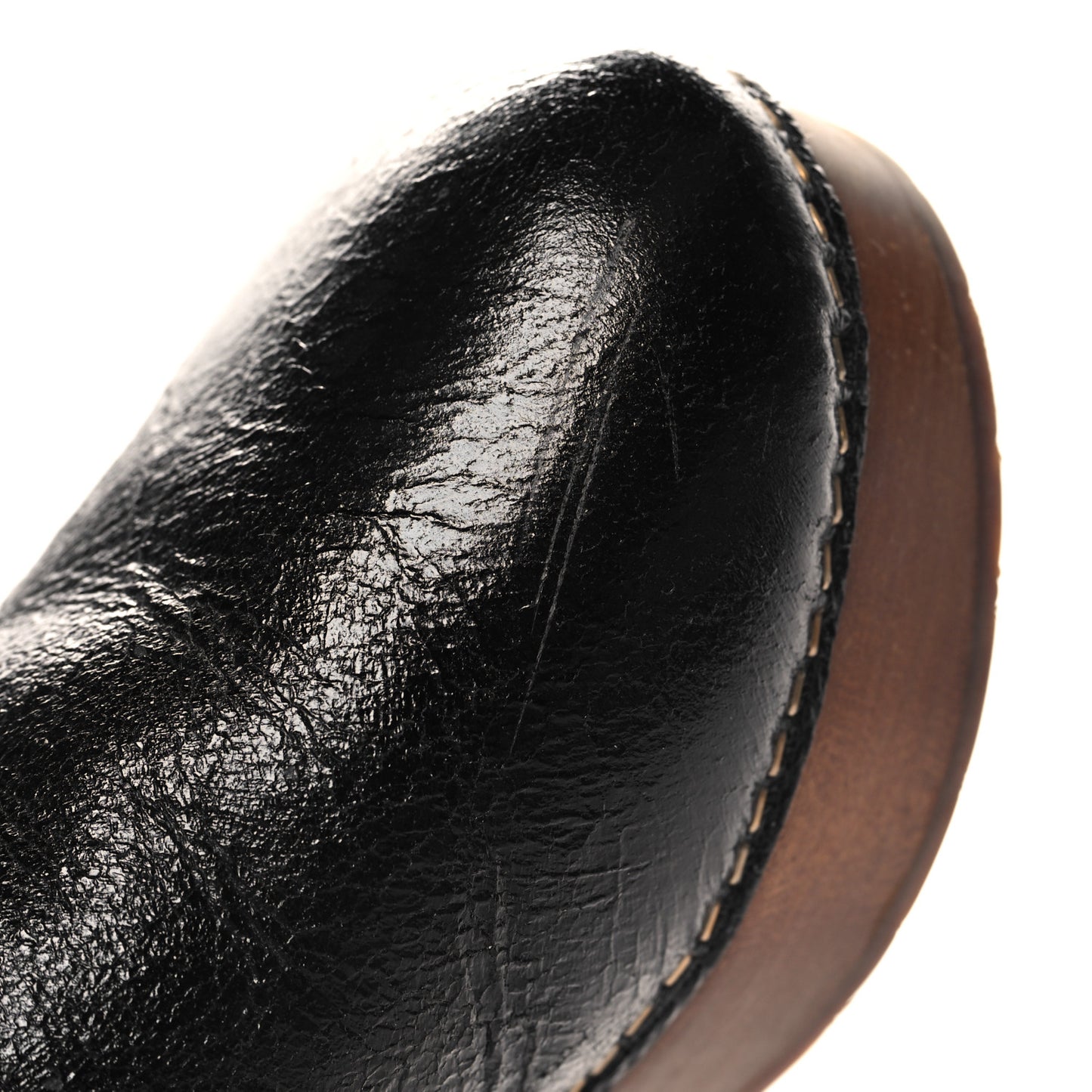 Crackled Sheepskin CC Mules 40 Black
