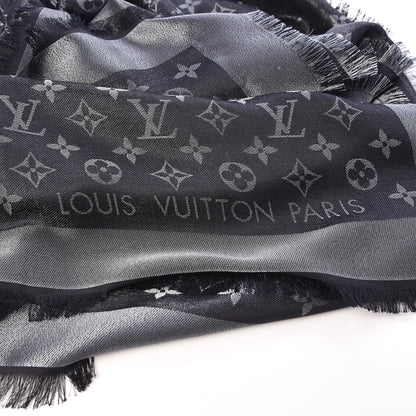 Louis Vuitton Silk Lurex Wool Monogram Shine Shawl Black 4 of 4