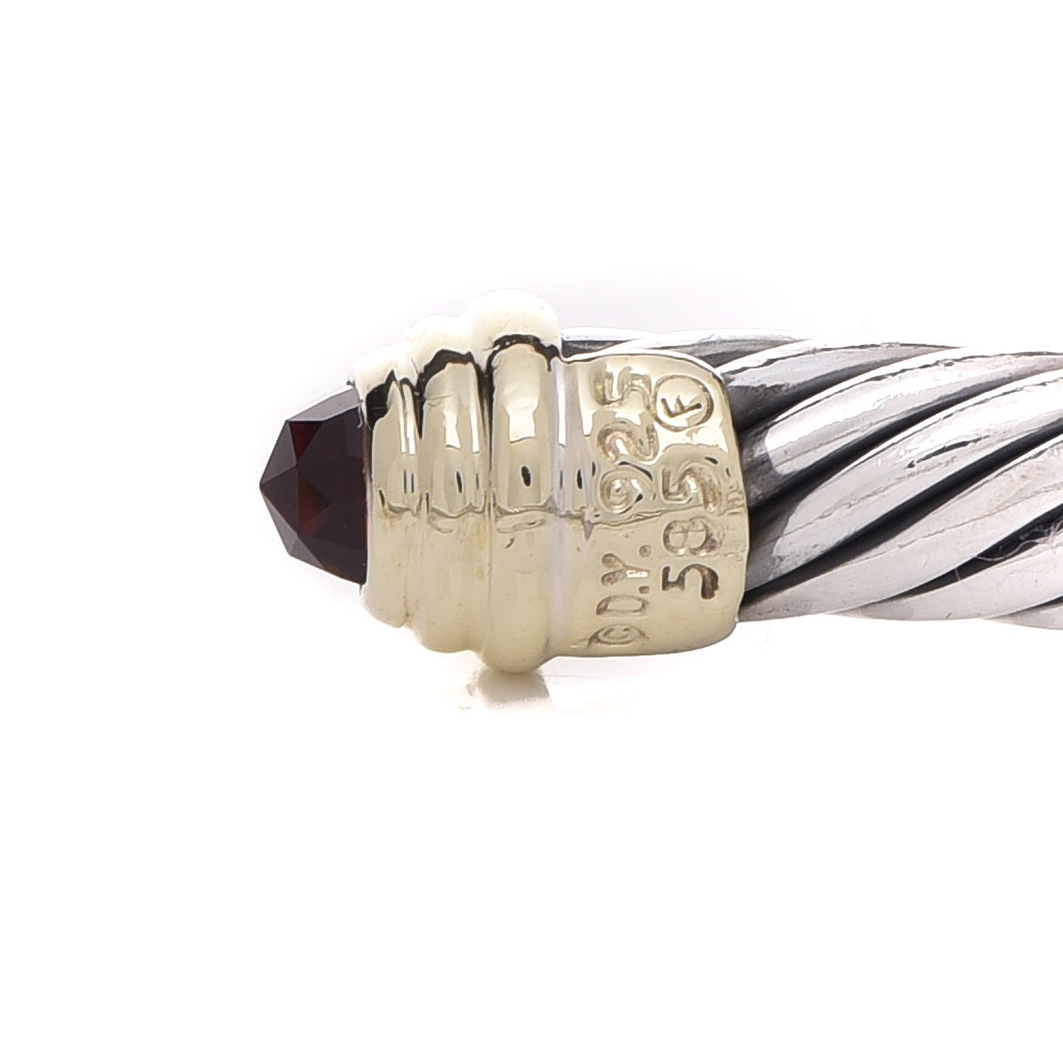 David Yurman Sterling Silver 14K Yellow Gold Garnet 5mm Cable Classics Petite Color Bracelet 4 of 5