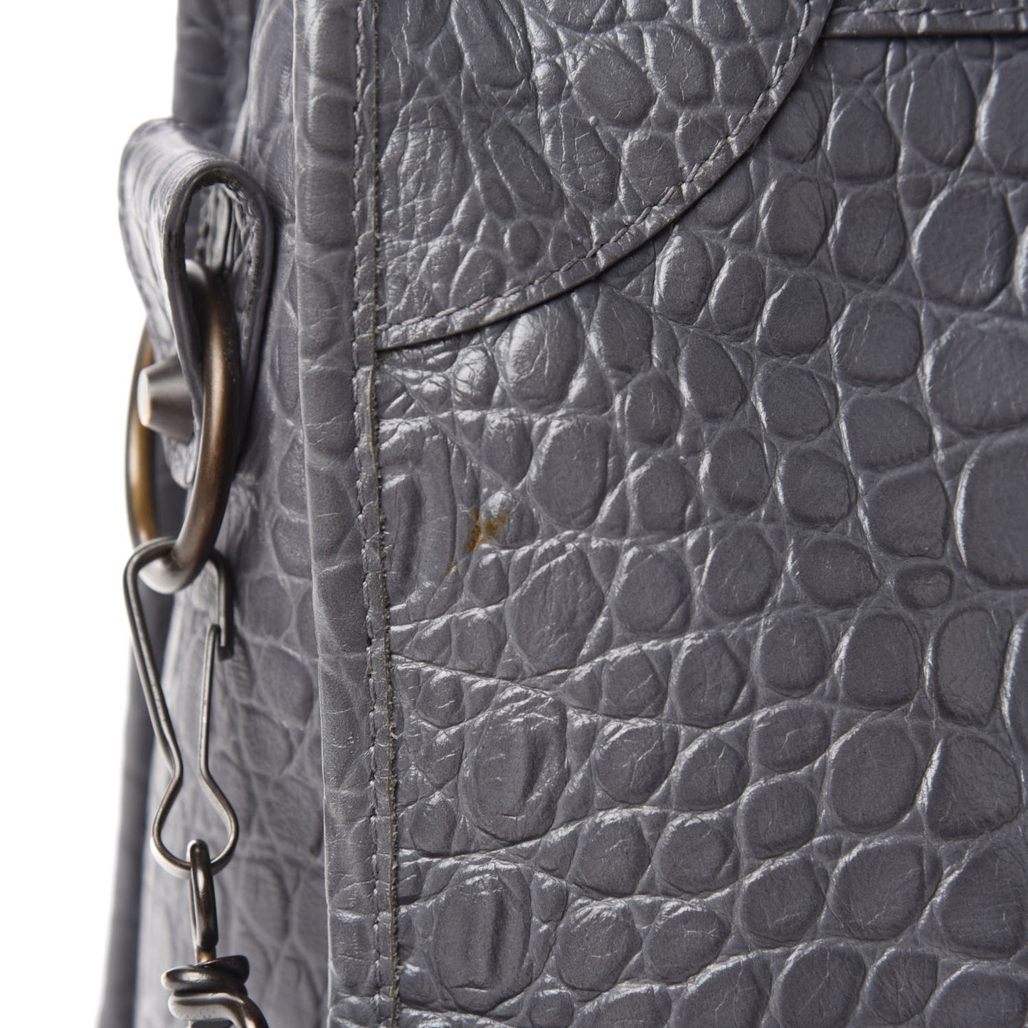 Calfskin Crocodile Embossed Classic Hardware City Gris Beton