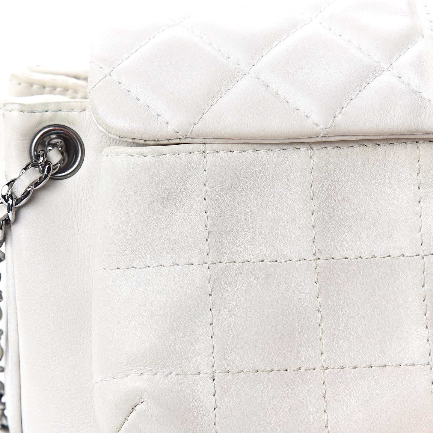 Lambskin Quilted Accordion Mademoiselle Flap White