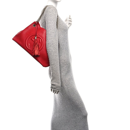 Gucci Pebbled Calfskin Medium Soho Chain Shoulder Bag Tabasco Red 2 of 10