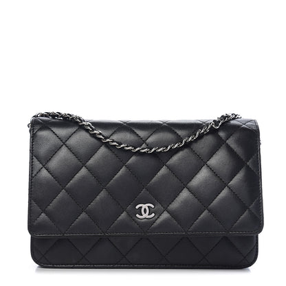 Chanel Lambskin Quilted Wallet On Chain WOC Black 1 of 12
