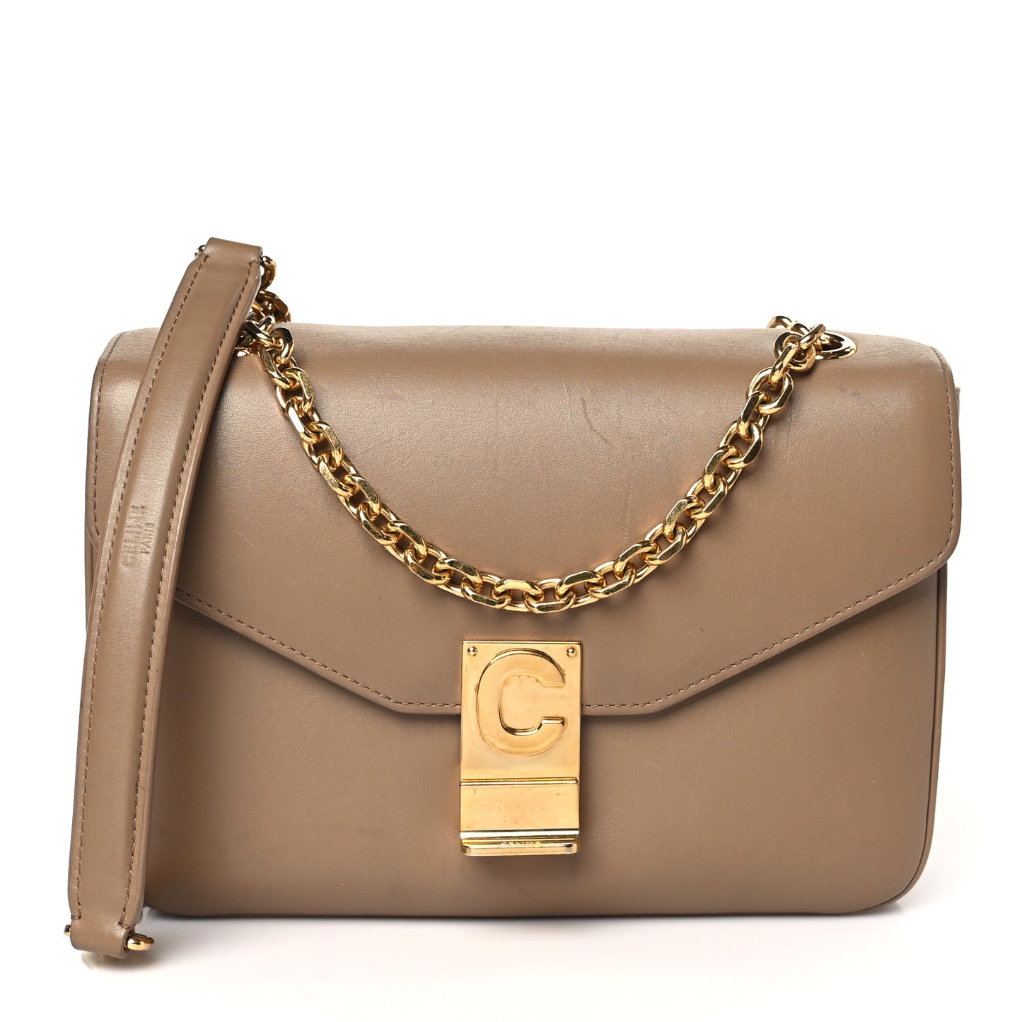 Shiny Calfskin Medium C Bag Light Camel