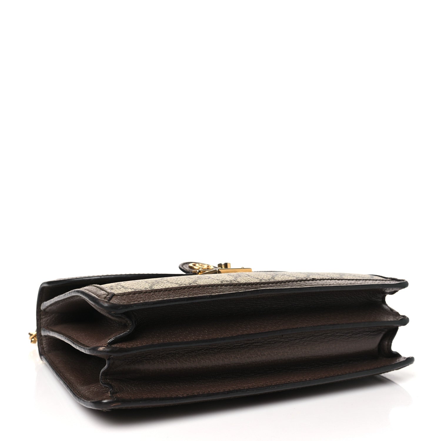 Gucci GG Supreme Monogram Textured Dollar Calfskin Web Small Ophidia Padlock Top Handle Bag Beige Ebony New Acero 4 of 15