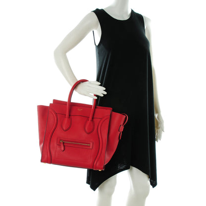 Celine Drummed Calfskin Mini Luggage Coquelicot 2 of 8