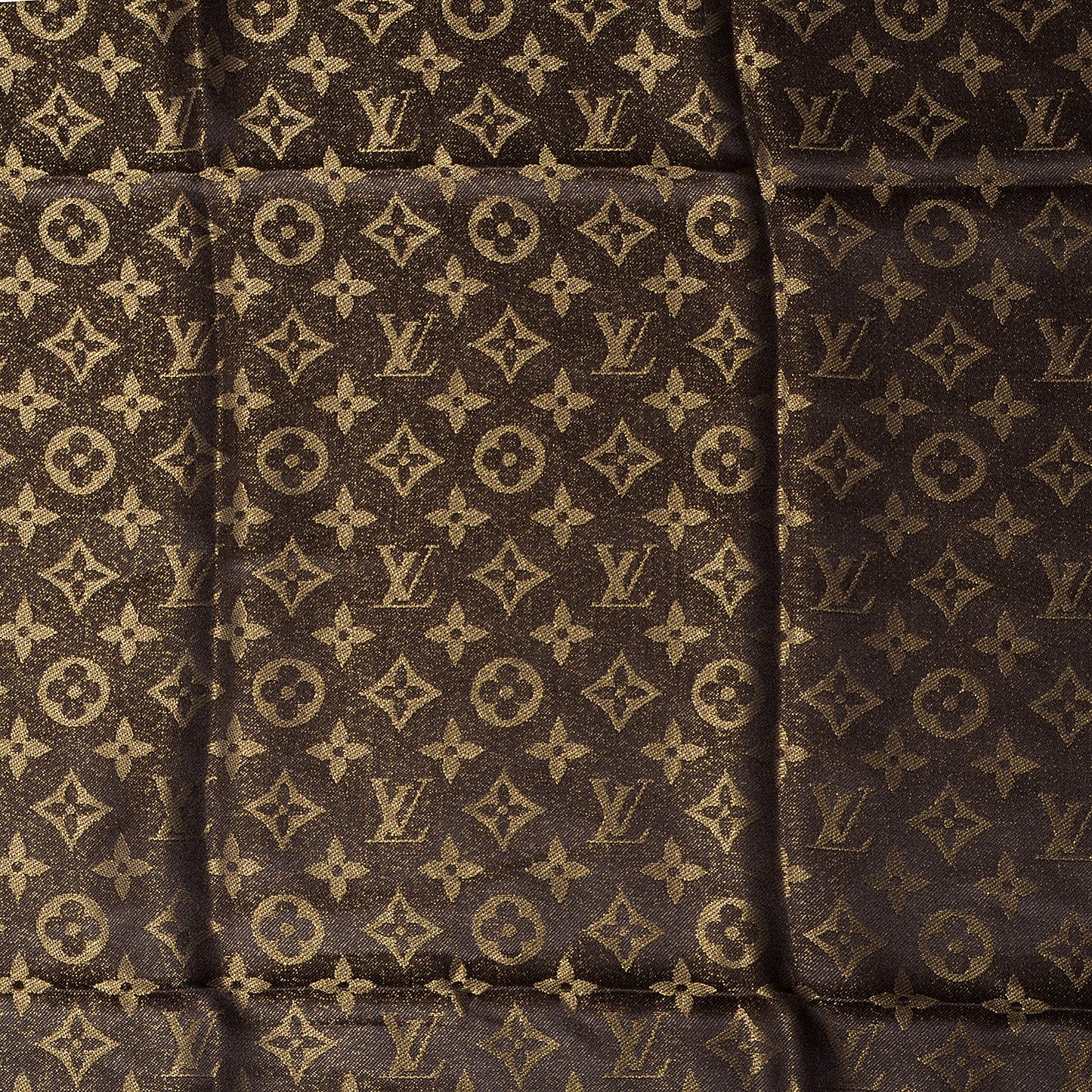 Silk Lurex Wool Monogram Shine Shawl Brown