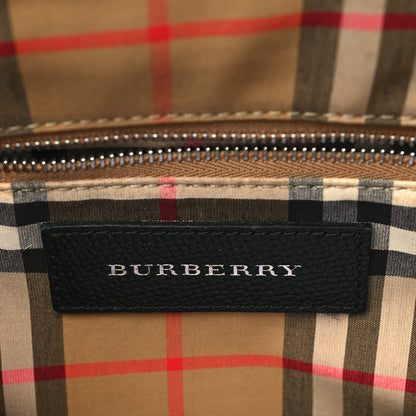 Burberry Grainy Calfskin Vintage Check Medium Banner Tote Black 6 of 8