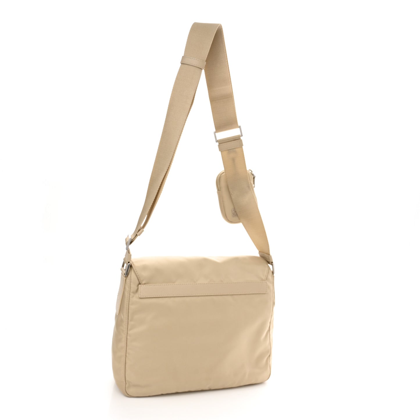Re-Nylon Vela Saffiano Pocket Single Buckle Messenger Shoulder Bag Deserto
