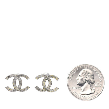 Chanel Crystal CC Earrings Silver 2 of 4