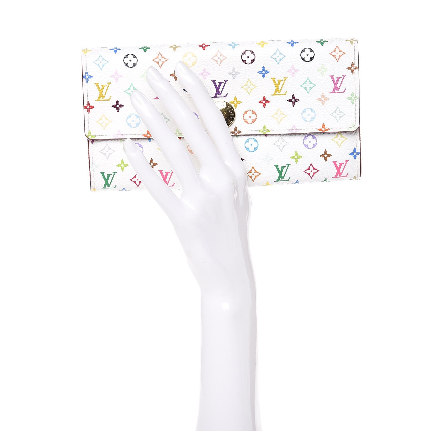 Louis Vuitton Monogram Multicolor Sarah Wallet White Eglantine 2 of 7