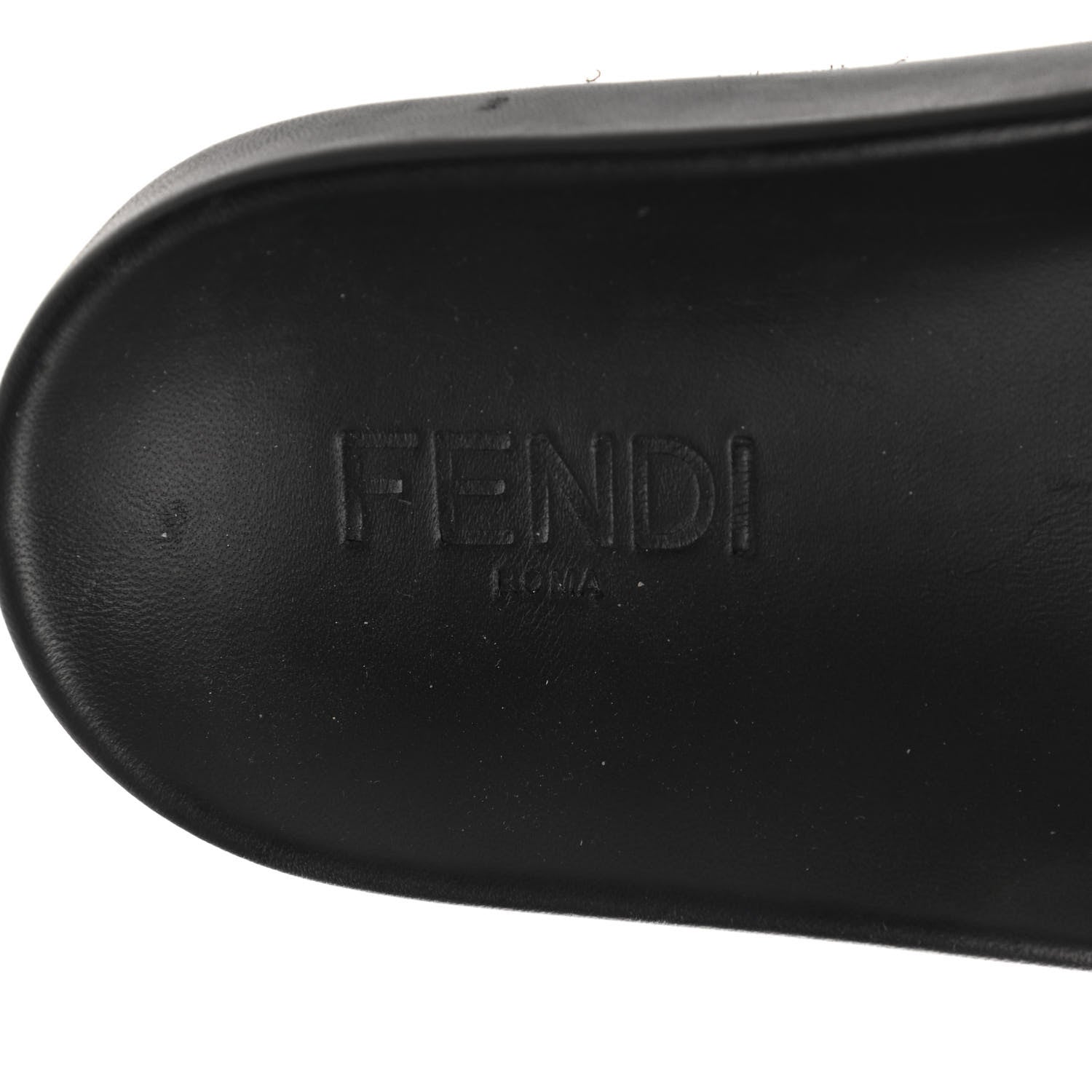 Fendi Shearling Logo Mens Slide Sandals 8 Black Giallo Ribes 7 of 8