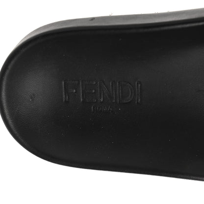 Fendi Shearling Logo Mens Slide Sandals 8 Black Giallo Ribes 7 of 8
