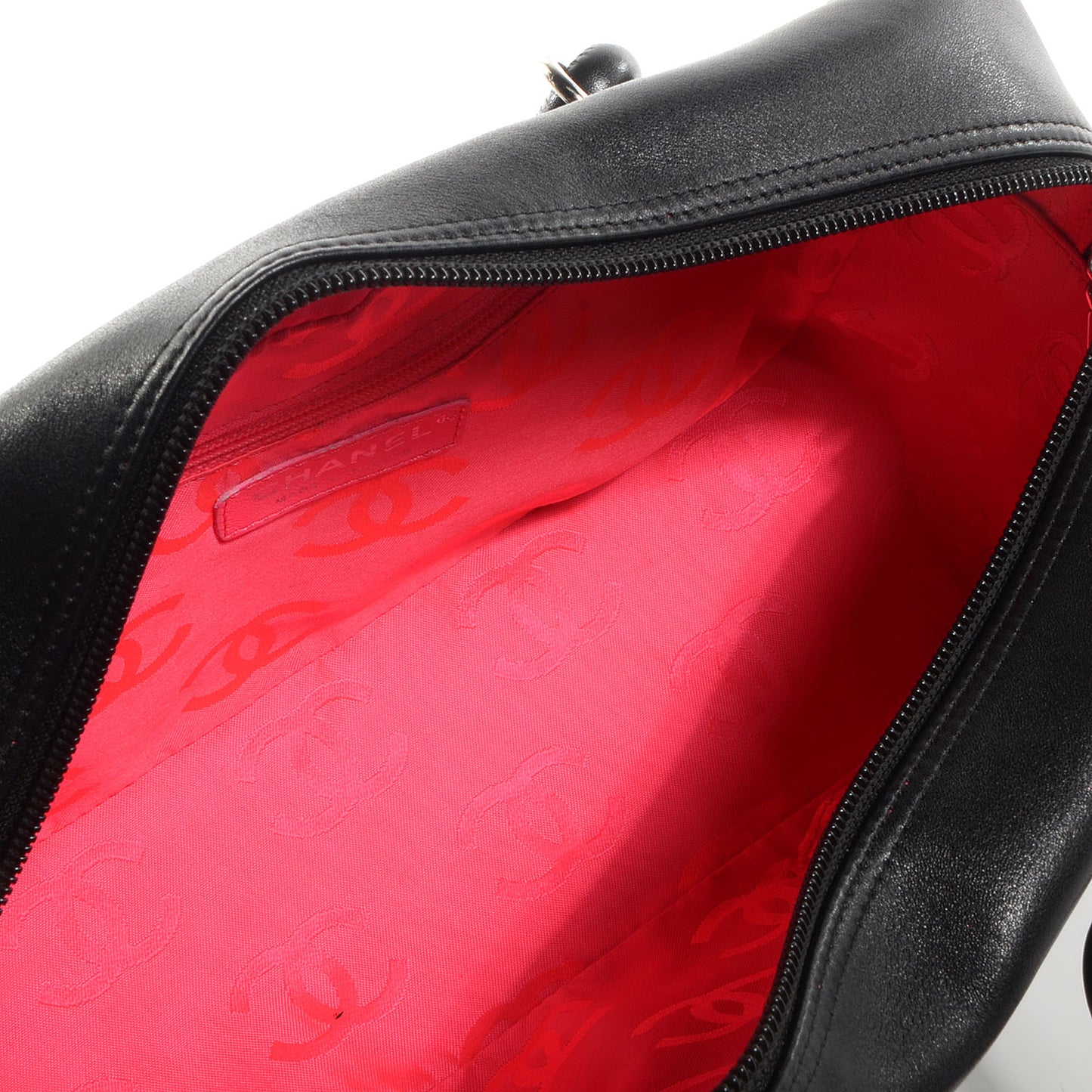 Calfskin Quilted Large Cambon Bowler Black White