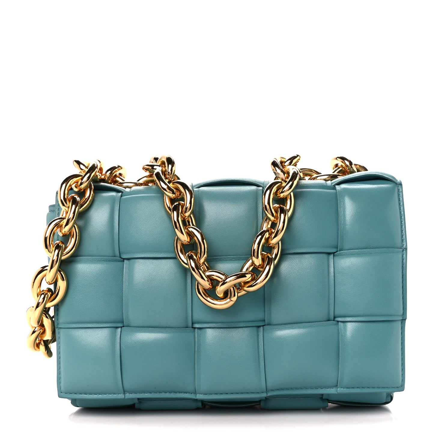 Lambskin Maxi Intreccio Padded Chain Cassette Crossbody Bag Mallard