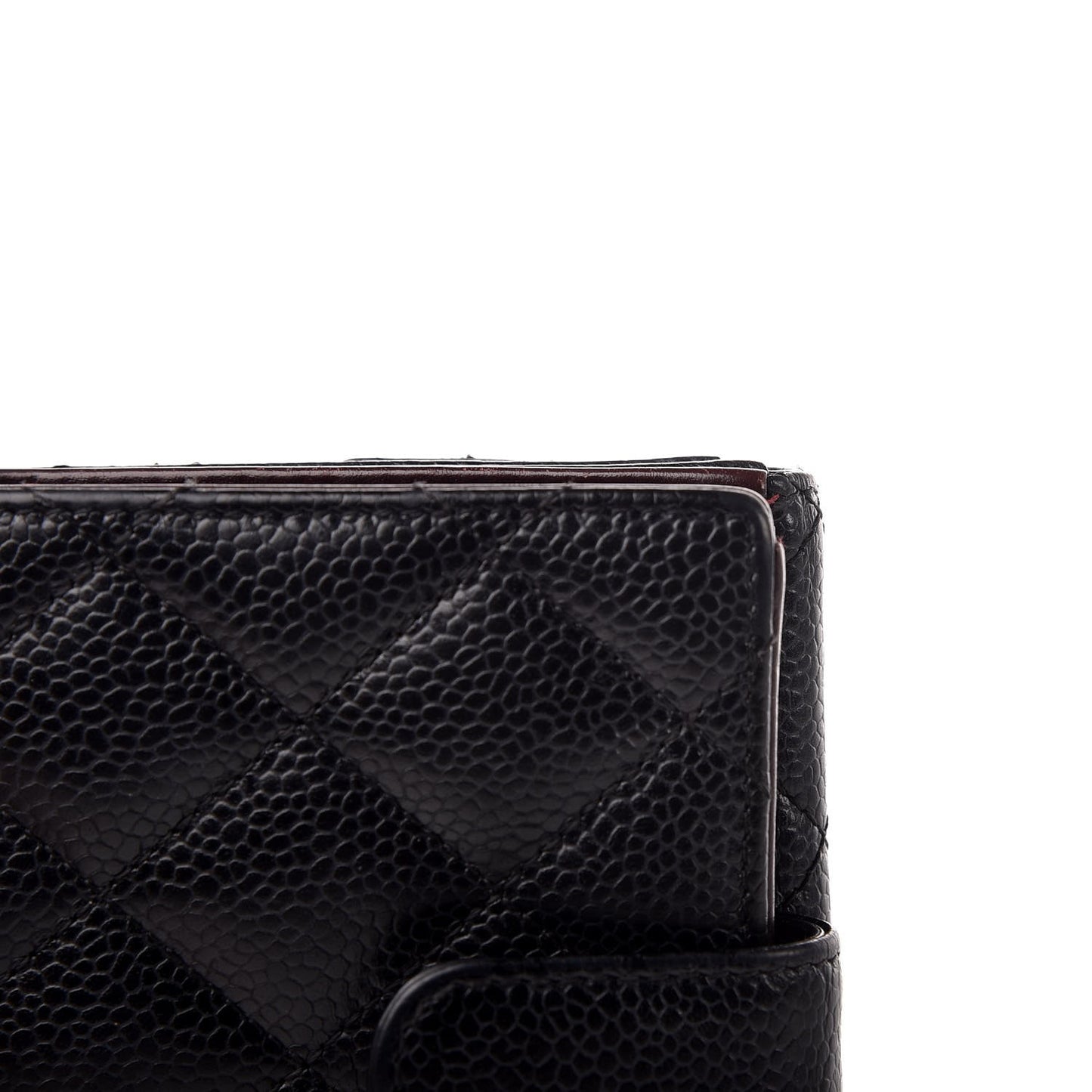 Caviar Quilted Compact French Flap Wallet Black