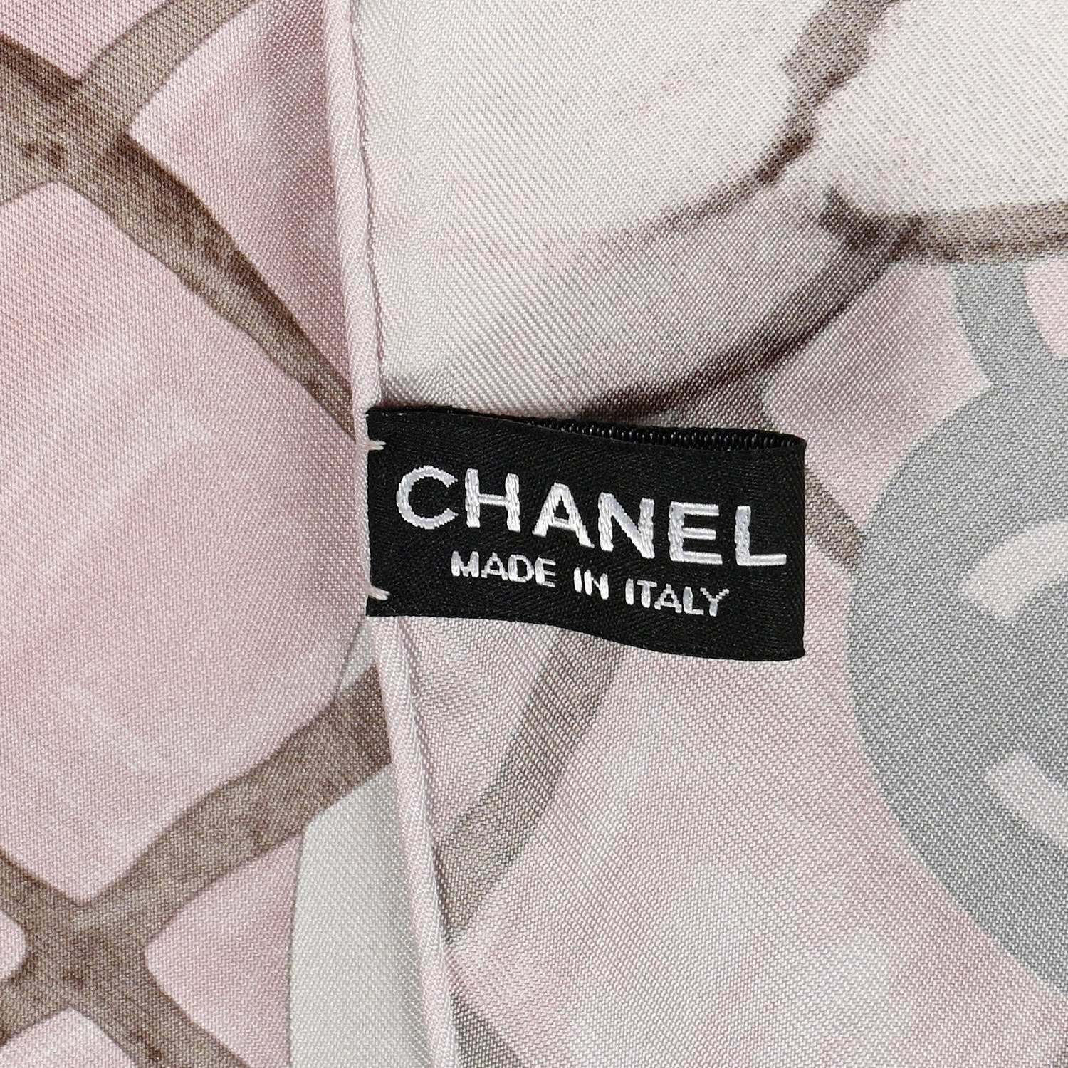 Chanel Silk Camellia Square Scarf Ivory Pink 3 of 5