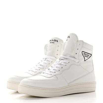 Prada Vitello Soft Triangle Logo Womens High Top Sneakers 36 White 3 of 7