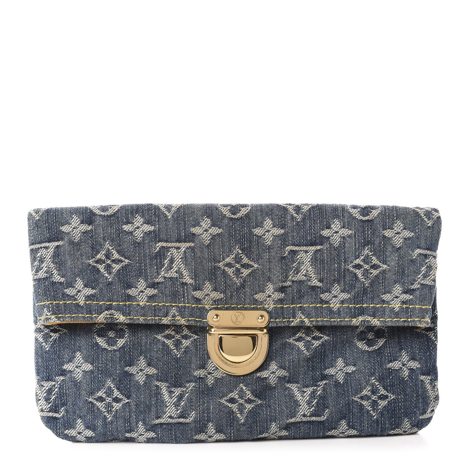 Louis Vuitton Monogram Denim Pochette Plat Clutch Blue 1 of 10